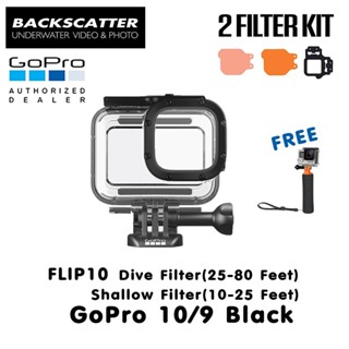 GoPro 11 /10 / 9 Protective Housing + Backscatter Flip10 Shallow (10-25 feet) &amp; Dive Filters (25-80 feet) + Floating