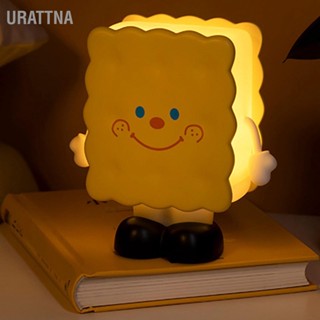 URATTNA โคมไฟกลางคืนโคมไฟตั้งโต๊ะ LED ออกแบบบิสกิตชาร์จ USB ตกแต่งบ้านสำหรับโต๊ะทำงาน