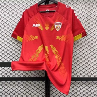 เสื้อกีฬาแขนสั้น ลายทีมชาติฟุตบอล North Macedonia 23-24 ชุดเหย้า S-XXL ชุดเหย้า สําหรับผู้ชาย