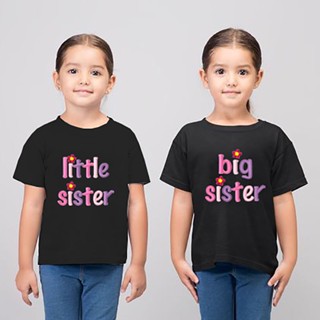 เสื้อยืดแขนสั้น พิมพ์ลาย Big Sister &amp; Little Sister สีดํา สีชมพู สไตล์ฮิปฮอป สําหรับทุกเพศ
