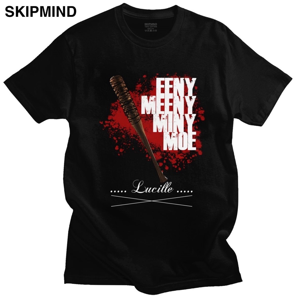 GOOD TYเสื้อยืด cotton เย็นเดินตายเสื้อยืดผู้ชาย O- คอแขนสั้น Negan Eeny Meeny Miny Moe เสื้อยืดฤดูร