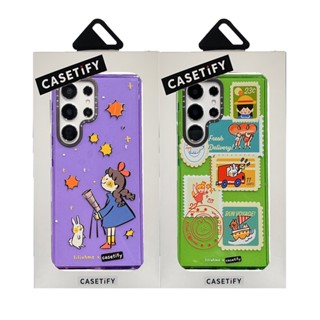 CASETIFY เคสโทรศัพท์มือถือ TPU นิ่ม แบบใส กันกระแทก ลายการ์ตูนเด็กผู้หญิง แต่งกลิตเตอร์ดาว พร้อมกล่องบรรจุ สําหรับ Samsung Galaxy S23 Ultra Plus S22 Ultra