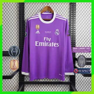 Longsleeve 16/17 Real Madrid away UCL Final edition kit S-2XL เพิ่มชื่อและตัวเลขได้