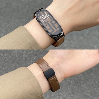 สายรัดข้อมือหนังแท้ แม่เหล็ก ปลดเร็ว สําหรับ Xiaomi Bracelet 8 7 Xiaomi 8