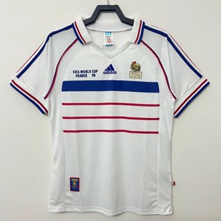 เสื้อกีฬาแขนสั้น ลายทีมชาติฟุตบอล France Away 1998 France Away สไตล์วินเทจ แห้งเร็ว ไซซ์ S-XXL สําหรับผู้ชาย