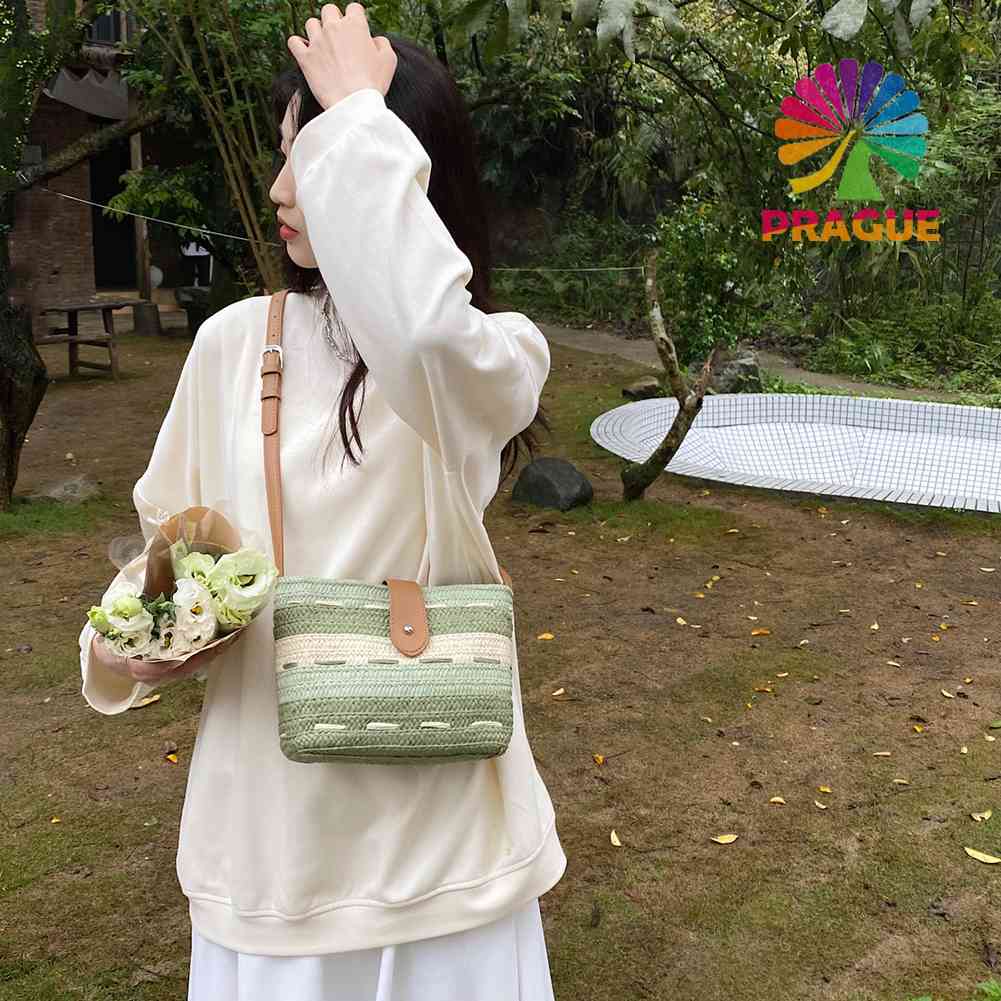 (พร้อมส่ง) กระเป๋าถือ กระเป๋าสะพายไหล่ สะพายข้าง เชือกถัก ไล่โทนสี เหมาะกับชายหาด ฤดูร้อน