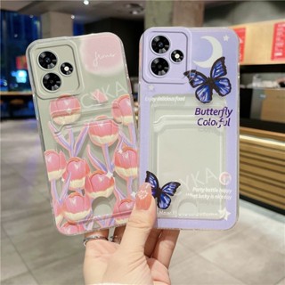 เคสโทรศัพท์มือถือ ซิลิโคนนิ่ม TPU ใส ลายดอกทิวลิป ผีเสื้อ พร้อมกระเป๋าใส่บัตร แฟชั่น สําหรับ TECNO SPARK10C 10Pro 10 4G 5G TECNO SPARK10 Pro SPARK 10C