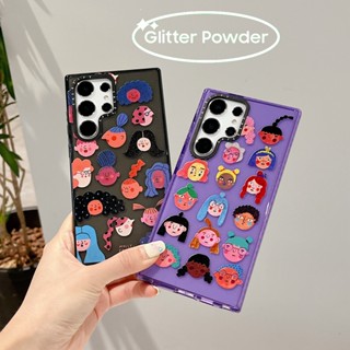 เคสโทรศัพท์ซิลิโคน TPU ลายการ์ตูนเด็กผู้หญิง แต่งกลิตเตอร์วิบวับ สําหรับ Samsung Galaxy S22 S23 Plus S23+ Ultra