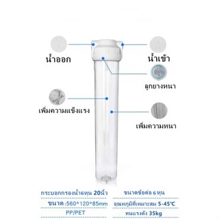 เครื่องใช้ไฟฟ้าขนาดเล็ก กระบอกกรองน้ำ20นิ้ว6หุน ครบชุด ไส้กรองPP แผ่นเหล็ก มือหมุน น็อค กระบอกใส