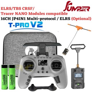 Jumper T-PRO V2 2.4GHz 16CH กิมบอลเซนเซอร์ห้องโถง JP4IN1/ELRS หน้าจอ OLED OpenTX EdgeTX รีโมตควบคุมโหมด 2 T-PRO V2