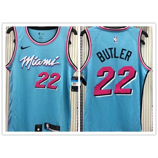 โมชั่น nba Miami Heat No. เสื้อกีฬาบาสเก็ตบอล Butler สีฟ้า 22 ชิ้น 502818