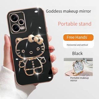 เคส Xiaomi Redmi Note 12 Pro เคส Redmi Note 12S Case Redmi 12C Casing Redmi A1 Plus Case Cute Anime Cartoon Vanity Mirror Hello Kitty Holder Phone Cover Cassing Cases Case With Metal Sheet TK โทรศัพท์มือถือ ลายการ์ตูน น่ารัก พร้อมแผ่นโลหะ สําหรับ