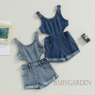 Babygarden-0-3 ปี ชุดจั๊มสูท เอี๊ยมยีน แขนกุด ลําลอง ฤดูร้อน สําหรับเด็กผู้หญิง