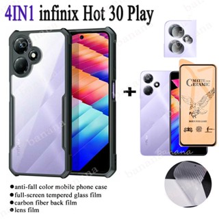 4in1 เคสโทรศัพท์มือถือกระจกนิรภัย TPU ใส แบบนิ่ม กันกระแทก สําหรับ Infinix Hot 30 Play 30i 20s 20 11 10 Play 20i 10s 10i Note 12 G96