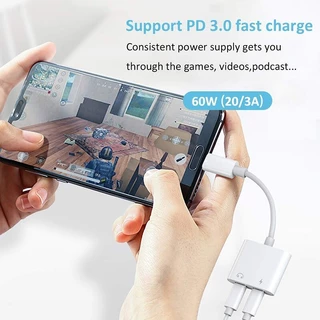 อะแดปเตอร์สายแปลงสำหรับ i-os สายแปลงต่อหูฟัง 3.5มม. พร้อมชาร์จไฟ for I-OS To Aux3.5 Adapter สายแปรงหูฟัง