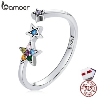 BAMOER sterling 925 silver Shiny stars shape ring SCR769