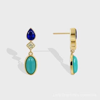 [0522]HFCY-EH Valentines Day Accessible Luxury Best Friend Entry Lux Mothers Day E0359 Japanese and Korean Fashion Commuter Drop-Shaped Blue Zircon Stud Earrings for Women Light