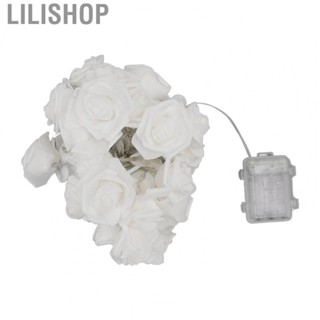 Lilishop Rose Flower String Light  Operated White Rose String Lamp For Bedroom