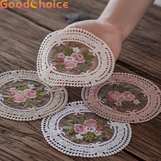 【Good】Table Mat Lace Non-fading Non-stain Not Mildew Placemat Round Washable【Ready Stock】