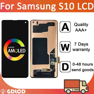 Super AMOLED หน้าจอสัมผัสดิจิทัล LCD แบบเปลี่ยน สําหรับ Samsung Galaxy S10 G973 G973F S10 Plus G975 G975F