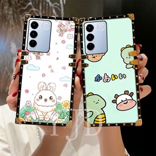 เคสโทรศัพท์มือถือ ขอบตรง กันกระแทก ลายการ์ตูนน่ารัก สําหรับ Vivo V27 Pro V27e