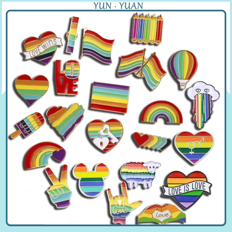 【Yunyuan】เข็มกลัด รูปธง LGBT โลหะผสม สีรุ้ง แบบสร้างสรรค์ สําหรับตกแต่งกระเป๋าเป้สะพายหลัง เสื้อผ้า ของขวัญ ขายส่ง