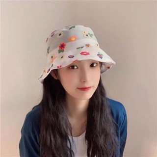 【MY-hat】หมวกบักเก็ต กันแดด แต่งลูกไม้ ลายดอกไม้ เข้ากับทุกการแต่งกาย แฟชั่นฤดูร้อน สไตล์เกาหลี สําหรับผู้หญิง