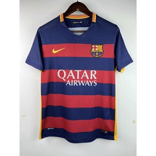 เสื้อกีฬาแขนสั้น ลายทีมชาติฟุตบอล Barca 2015-16 ทีมเหย้า ย้อนยุค แห้งเร็ว ไซซ์ S-XXL AAA