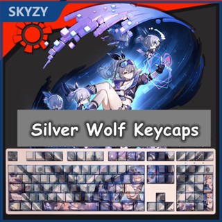 Silver Wolf Keycaps Cherry Profile อะนิเมะ Honkai Star Rail PBT Dye Sub ชุดปุ่มกดคีย์บอร์ดเชิงกล Keycap