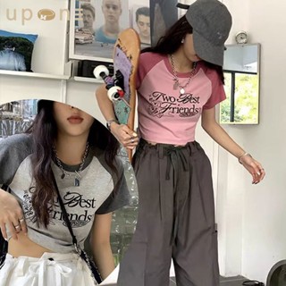 พร้อมส่ง เสื้อครอปสั้นมินิมอล ผู้หญิงเสื้อครอป ท็อป เกาหลีแขนสั้นเรียบๆเซ็กซี่เสื้อ