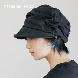 Misskoi [พร้อมส่ง] หมวกผ้าลินิน จับจีบ ระบายอากาศ สไตล์ญี่ปุ่น ย้อนยุค ฤดูใบไม้ผลิ ฤดูร้อน