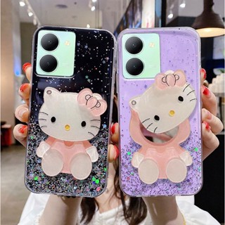 เคสVivo Y36 Y36 5G Y02t Y02Aมือถือ ยางนิ่ม ลายกลิตเตอร์ พร้อมกระจกแต่งหน้าในตัว สําหรับ เคสโทรศัพท์Vivo Y36 2023