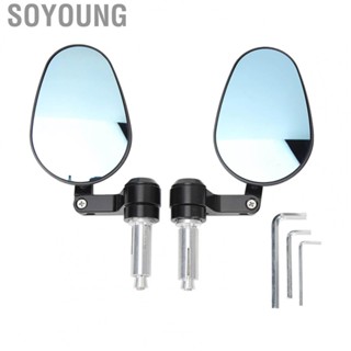 Soyoung 2PCS Motorcycle Rear View Mirrors Black Blue Glass Glare Resistant Handlebar Side Mirror for Motorbike Bicycle