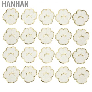 Hanhan 20 Pcs  Paw Shape Iron On  Applique Fashion White  Paws