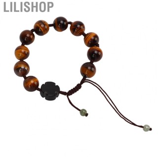 Lilishop Cosmetic Organizer Tiger Eye Stone Bracelet Handcrafted Adjustable Healing Natural Round Beaded Bracelet For Women Men