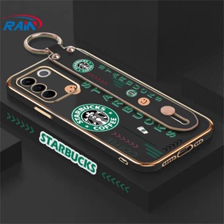 เคสโทรศัพท์มือถือ ยางนิ่ม ลาย Starbucks พร้อมขาตั้ง พับได้ หรูหรา สําหรับ Vivo Y16 Y02 Y02s Y22 Y35 Y15s Y15A Y01 Y21A Y33T Y33S Y12S Y20s Y20i Y11 Y12 Y15 Y17 Y19 Y91C