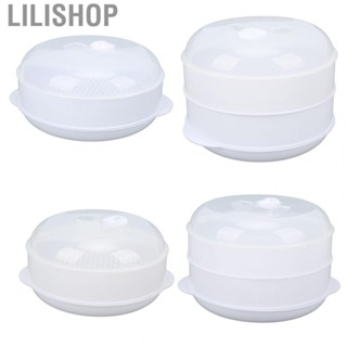 Lilishop Microwave Steamer  White  Steamer Saving Time with Transparent Cover for Home for Dumplings