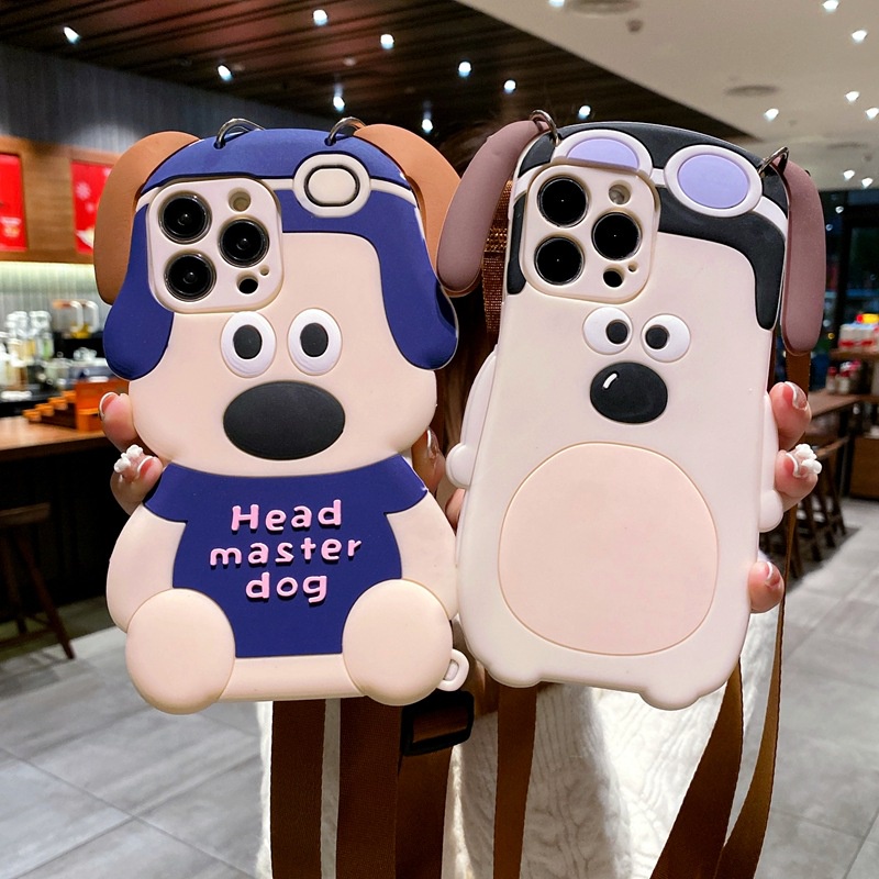 Compatible for Huawei Nova Y61 Y90 Y70 5T 11 10 Pro 9 6 SE 7i P60 P50 P40 P30 Lite Y7A Y9 Prime 2019 เคสโทรศัพท์มือถือซิลิโคน ลายการ์ตูนสุนัขน่ารัก สามมิติ พร้อมสายคล้อง สําหรับ ราคาถูก Shopee Lazada