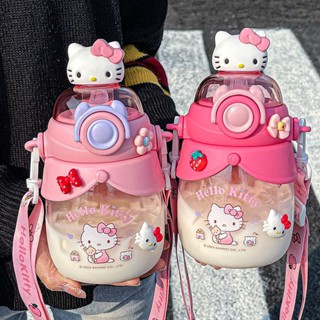 Sanrio ขวดน้ํา แบบพกพา กันตก ลาย Hello Kitty 3D 750 มล. สําหรับเล่นกีฬากลางแจ้ง