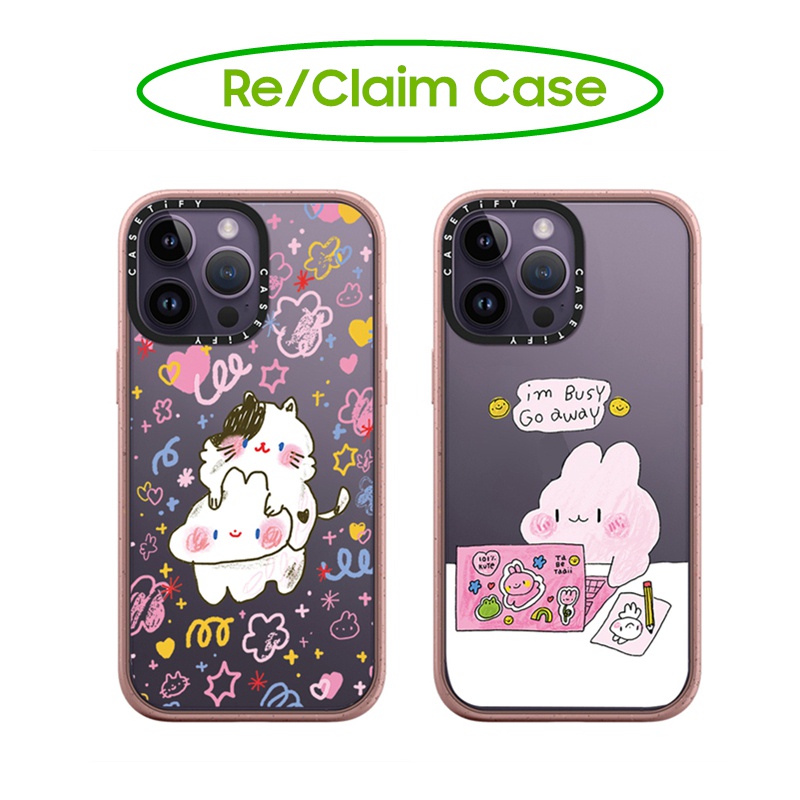 Casetify ของแท้ เคสโทรศัพท์มือถือแบบแข็ง ลายการ์ตูนแมว กระต่าย สําหรับ iPhone 11 12 13 14 Pro Max