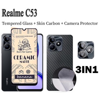 ฟิล์มกระจกนิรภัยกันรอยเลนส์กล้อง และฟิล์มด้านหลัง สําหรับ Realme Narzo N53 C53 Realme C 53 C55 C33 C30 C35 50i Prime 3 IN 1