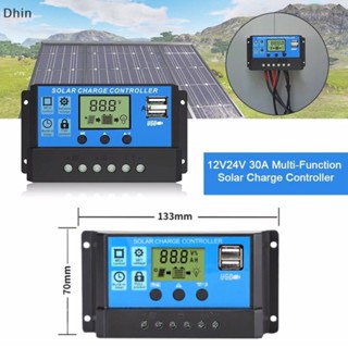 [Dhin] อุปกรณ์ควบคุมพลังงานแสงอาทิตย์ 10A 20A 30A 12V 24V PWM เอาท์พุต 5V หน้าจอ LCD USB COD