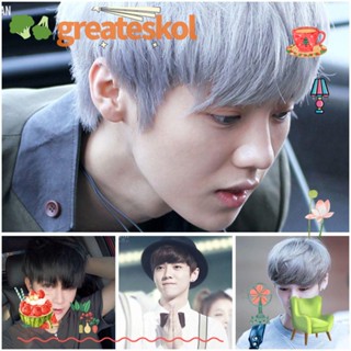 Greateskol วิกผมผู้ชาย วิกผมเต็ม สีเทา ผมชาย หล่อ ฟู