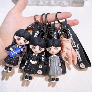 พวงกุญแจ PVC รูปการ์ตูนอนิเมะ POP Wednesday Addams ขนาด 6 ซม. สําหรับตกแต่งกระเป๋าเป้สะพายหลัง รถยนต์