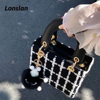 Lonslan กระเป๋าสะพายทวีดแฟชั่นผู้หญิง