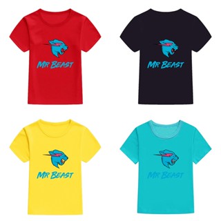 เสื้อยืดแขนสั้นลําลอง ทรงหลวม ลาย Mingyuan Mr Beast Design 2 สําหรับเด็กผู้ชาย และผู้หญิง