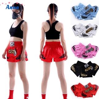 【Anna】Unisex Women Men Kick Boxing Shorts Muay Thai Fighting Training Short Pants Soft