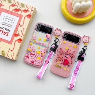 เคสโทรศัพท์มือถือ ซิลิโคน ลายการ์ตูนน่ารัก พร้อมสายคล้องข้อมือ สําหรับ Samsung Galaxy Z Flip 4 3 Z Flip3 Flip4 5G