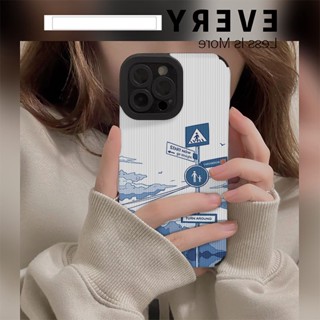 เคสโทรศัพท์มือถือนิ่ม กันตก ลายป้ายบลูโร้ด แนวตั้ง สําหรับ iPhone 14 11 12 13 promax 11pro 6G7 8 14pro 14promax xs xr xsmax