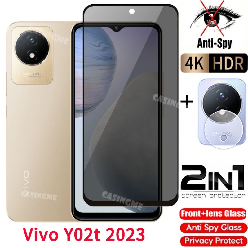 ฟิล์มกระจกนิรภัยกันรอยหน้าจอ ป้องกันการแอบมอง เพื่อความเป็นส่วนตัว สําหรับ Vivo Y02t 2023 Y02t Y02 Y